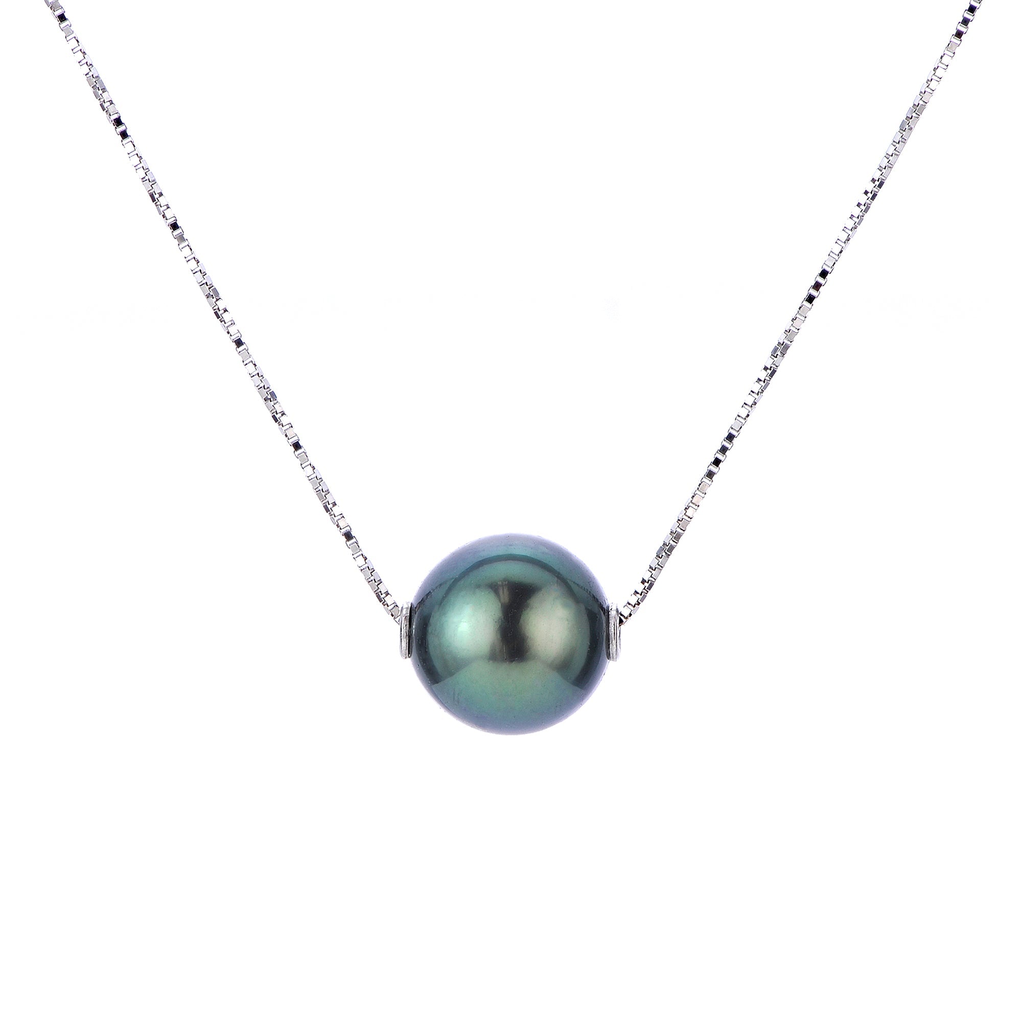 Parkplace Pearls 14KT White Gold Tahitian Pearl Solitaire Necklace 969472/BWH