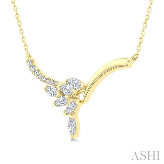 ASHI Floral Drop Diamond Fashion Necklace 969ZUPPFGNKYG