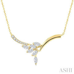 ASHI Floral Drop Diamond Fashion Necklace 969ZUPPFGNKYG
