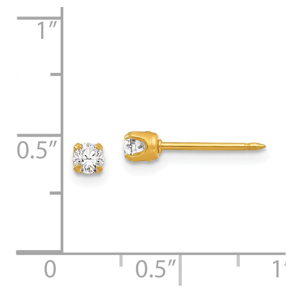 96E Inverness 14k 3mm April Crystal Birthstone Post Earrings