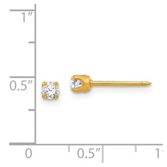 96E Inverness 14k 3mm April Crystal Birthstone Post Earrings
