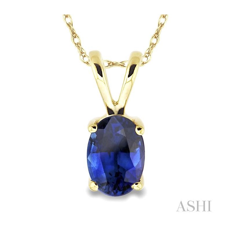 ASHI Oval Shape Gemstone Solitaire Pendant 57129PPF@PDSP