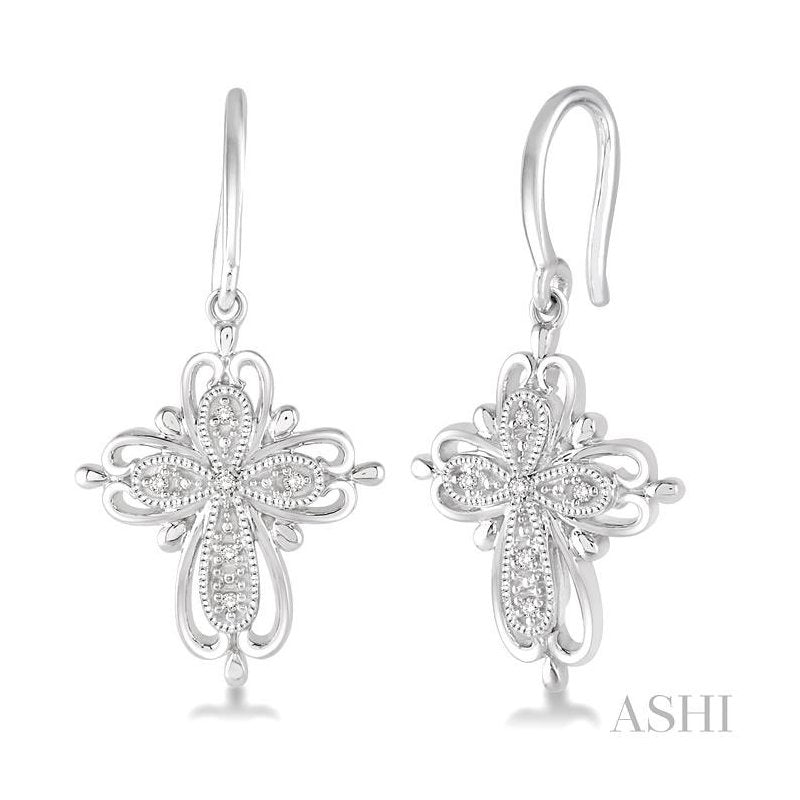 ASHI Silver Cross Diamond Fashion Earrings 86589PPSSSLER