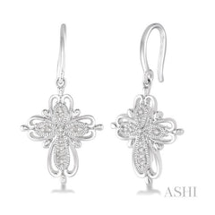 ASHI Silver Cross Diamond Fashion Earrings 86589PPSSSLER