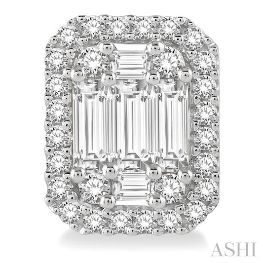 ASHI Emerald Shape Halo Fusion Diamond Earrings 970A3PPFGERWG