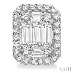 ASHI Emerald Shape Halo Fusion Diamond Earrings 970A3PPFGERWG