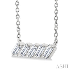ASHI Baguette Diamond Bar Necklace 970TQPPFGNKWG