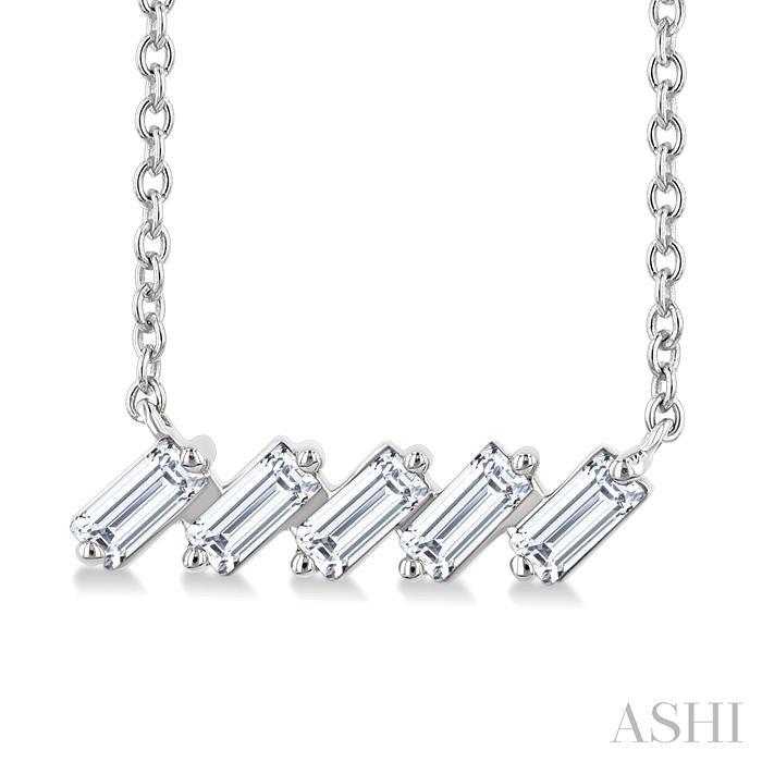 ASHI Baguette Diamond Bar Necklace 970TQPPFGNKWG