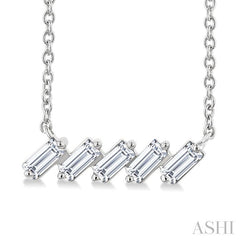 ASHI Baguette Diamond Bar Necklace 970TQPPFGNKWG
