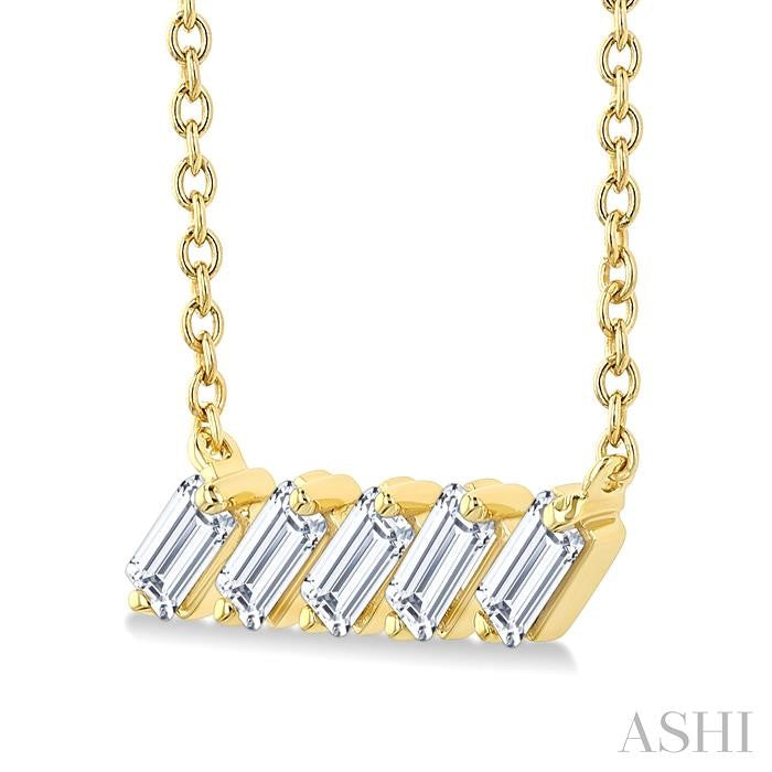 ASHI Baguette Diamond Bar Necklace 970TQPPFGNKYG