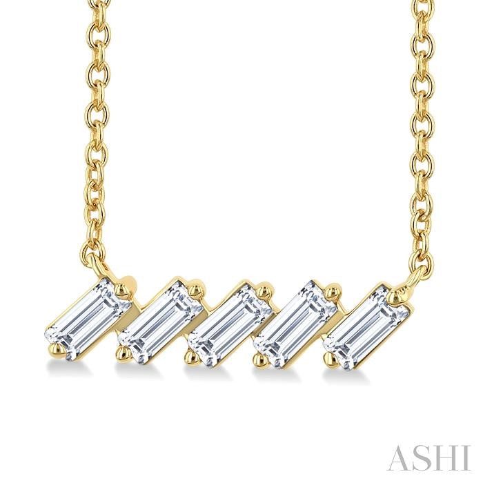 ASHI Baguette Diamond Bar Necklace 970TQPPFGNKYG
