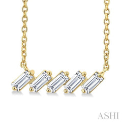 ASHI Baguette Diamond Bar Necklace 970TQPPFGNKYG