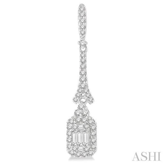 ASHI Halo Fusion Diamond Long Earrings 972A3PPFHERWG