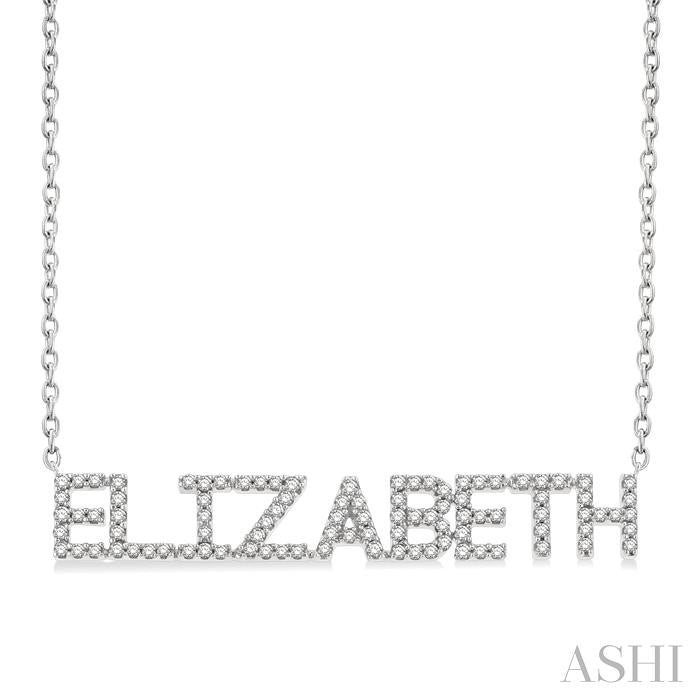 ASHI Block 'ELIZABETH' Diamond Name Necklace 972WUPPTSNKWG