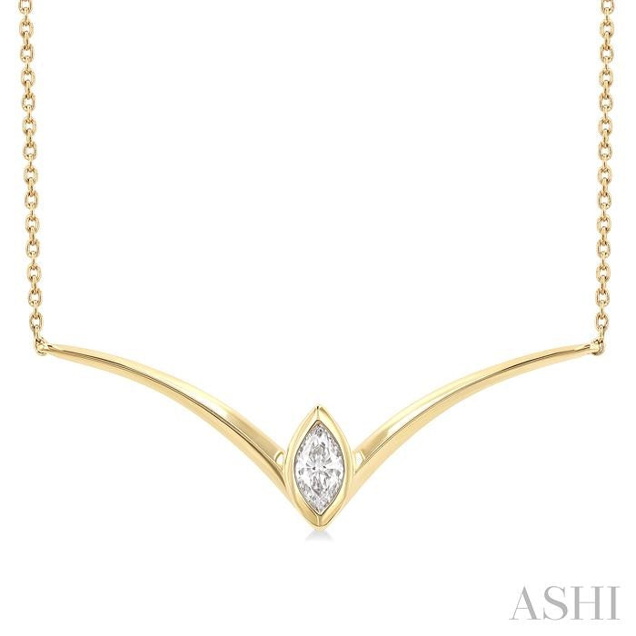 ASHI Marquise Shape Chevron Diamond Necklace 972YQPPFGNKYG