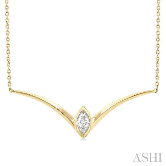 ASHI Marquise Shape Chevron Diamond Necklace 972YQPPFGNKYG