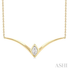 ASHI Marquise Shape Chevron Diamond Necklace 972YQPPFGNKYG