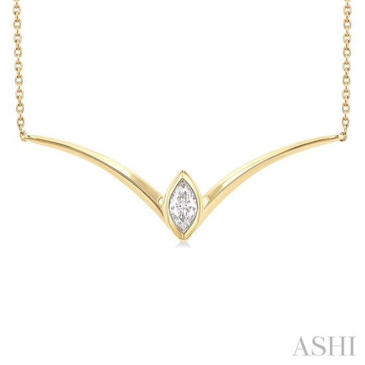 ASHI Marquise Shape Chevron Diamond Necklace 972YQPPFGNKYG