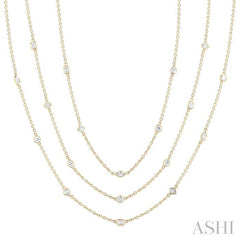 ASHI Mixed Shape Layered Diamond Station Necklace 973S5PPFGNKYG