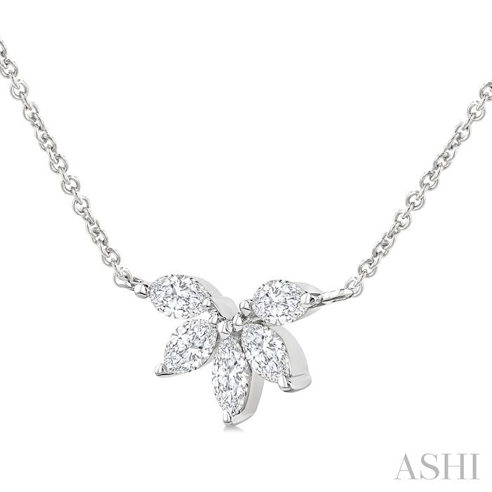 ASHI Marquise Shape Chevron Diamond Necklace 973YUPPFGNKWG