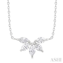 ASHI Marquise Shape Chevron Diamond Necklace 973YUPPFGNKWG
