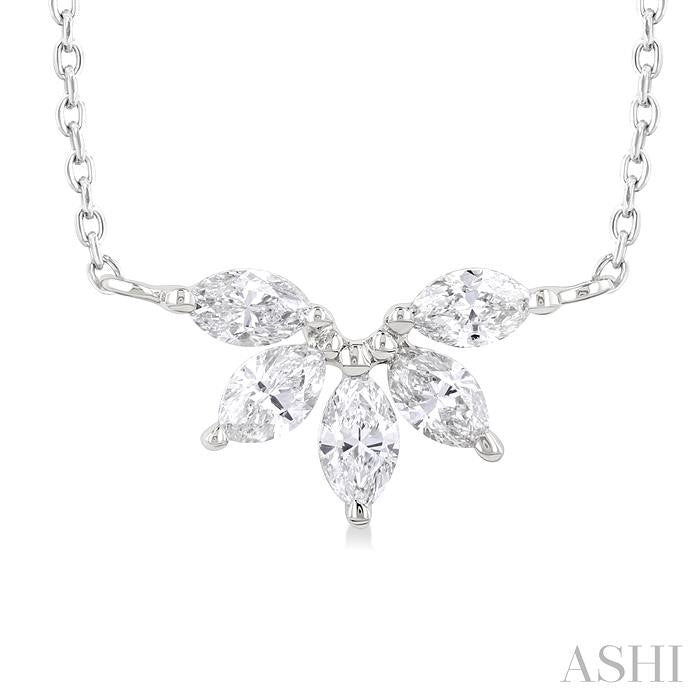 ASHI Marquise Shape Chevron Diamond Necklace 973YUPPFGNKWG