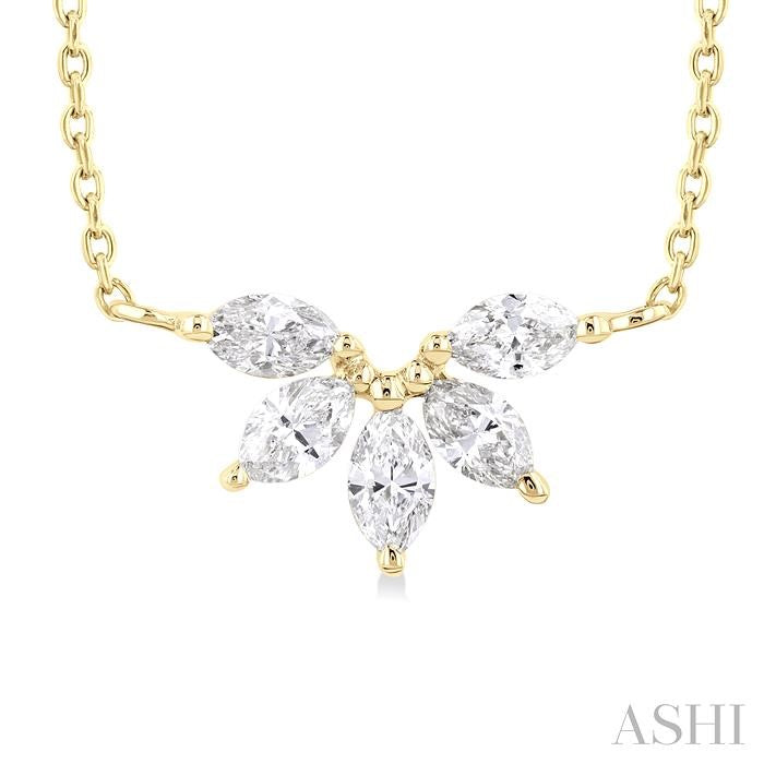 ASHI Marquise Shape Chevron Diamond Necklace 973YUPPFGNKYG
