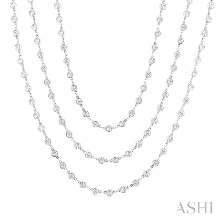 ASHI Bezel Set Layered Diamond Necklace 974SMPPFHNKWG-20
