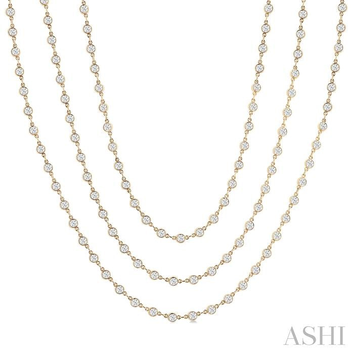 ASHI Bezel Set Layered Diamond Necklace 974SMPPFHNKYG-15