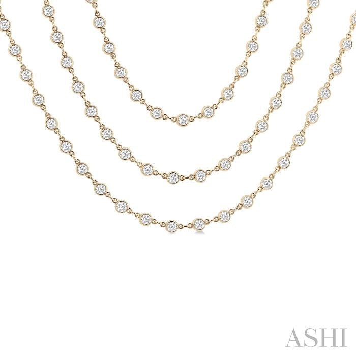ASHI Bezel Set Layered Diamond Necklace 974SMPPFHNKYG-15