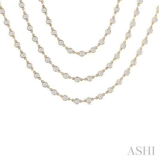 ASHI Bezel Set Layered Diamond Necklace 974SMPPFHNKYG-15