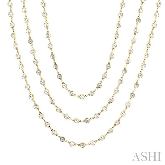 ASHI Bezel Set Layered Diamond Necklace 974SMPPFHNKYG-20