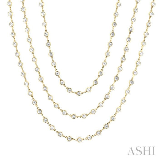 ASHI Bezel Set Layered Diamond Necklace 974SMPPFHNKYG-20