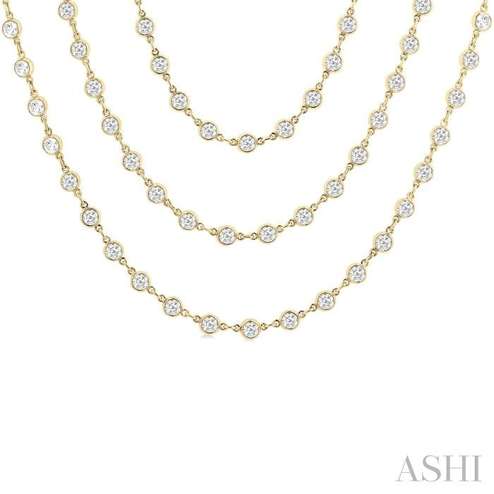 ASHI Bezel Set Layered Diamond Necklace 974SMPPFHNKYG-20