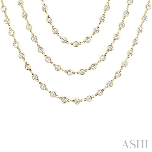 ASHI Bezel Set Layered Diamond Necklace 974SMPPFHNKYG-20