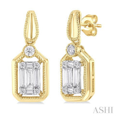 ASHI Emerald Shape Fusion Diamond Earrings 975A5PPFGERYW