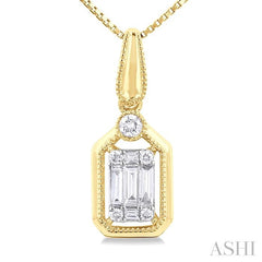 ASHI Emerald Shape Fusion Diamond Pendant 975A8PPFGPDYW