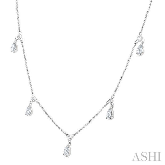 ASHI Pear Shape Diamond Dangle Station Necklace 975SHPPFGNKWG-PR