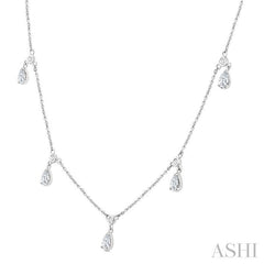 ASHI Pear Shape Diamond Dangle Station Necklace 975SHPPFGNKWG-PR