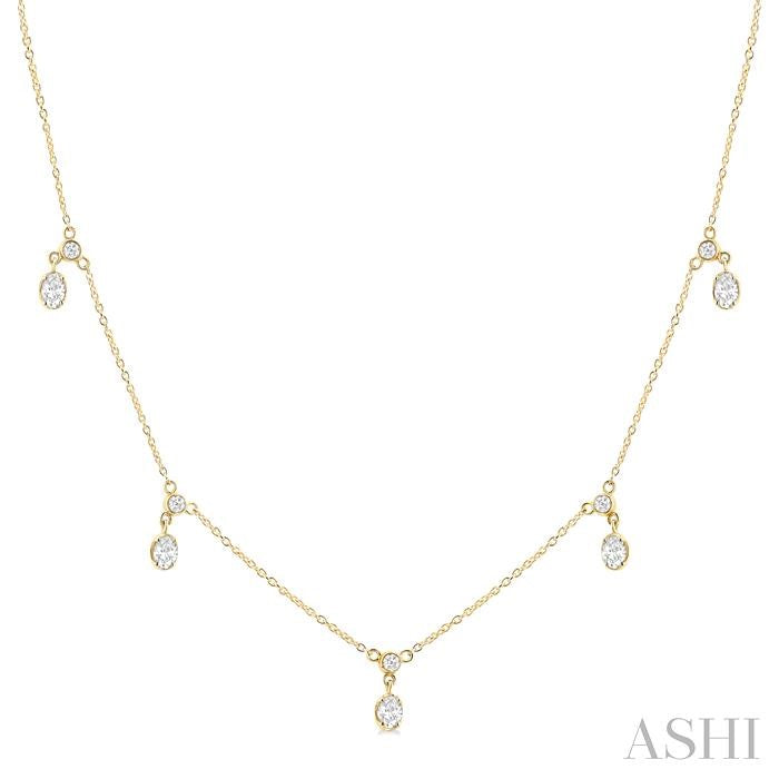 ASHI Oval Shape Diamond Dangle Station Necklace 975SHPPFGNKYG-OV