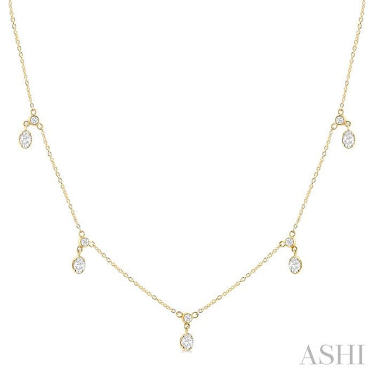 ASHI Oval Shape Diamond Dangle Station Necklace 975SHPPFGNKYG-OV
