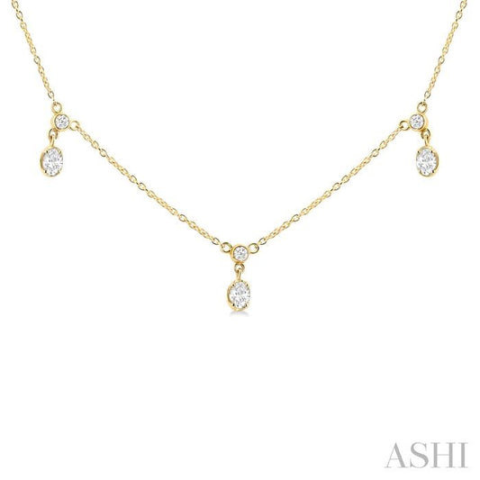 ASHI Oval Shape Diamond Dangle Station Necklace 975SHPPFGNKYG-OV
