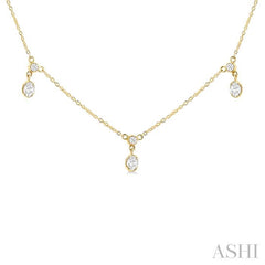 ASHI Oval Shape Diamond Dangle Station Necklace 975SHPPFGNKYG-OV