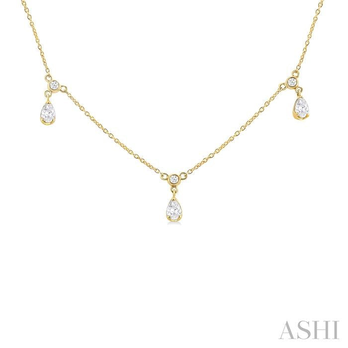 ASHI Pear Shape Diamond Dangle Station Necklace 975SHPPFGNKYG-PR