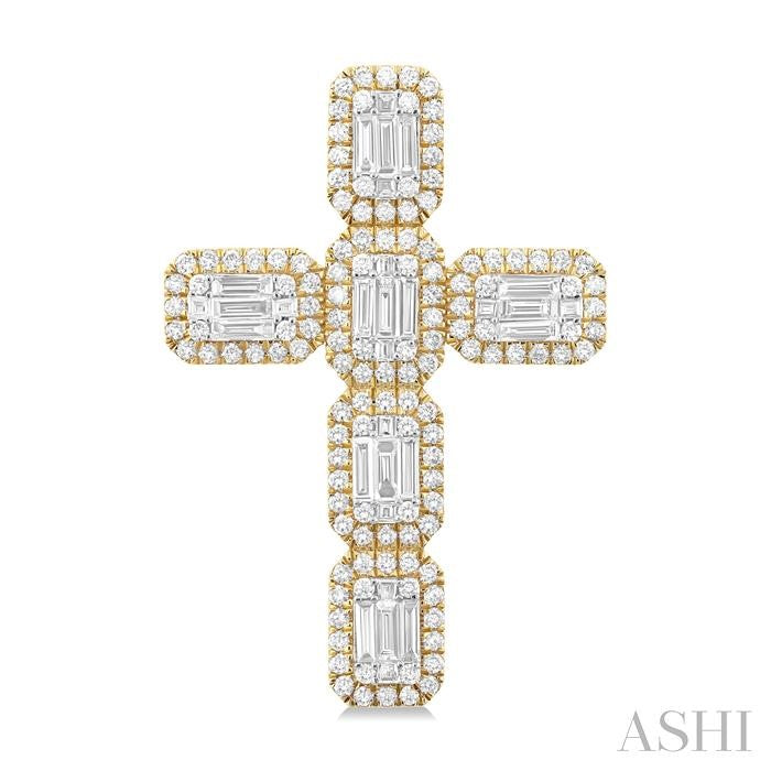 ASHI Cross Fusion Diamond Fashion Pendant 977A0PPFGPDYW-1.50