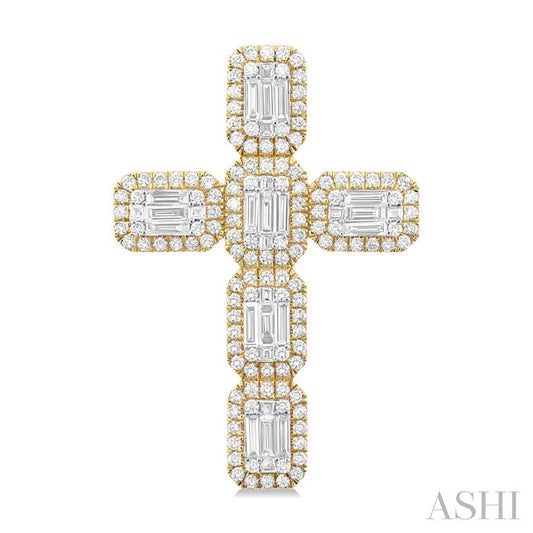 ASHI Cross Fusion Diamond Fashion Pendant 977A0PPFGPDYW-1.50
