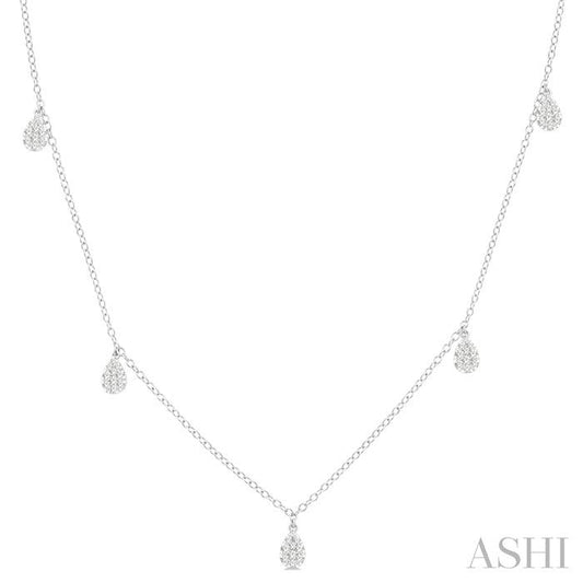 ASHI Pear Shape Lovebright Diamond Station Necklace 977SUPPFGNKWG-PR