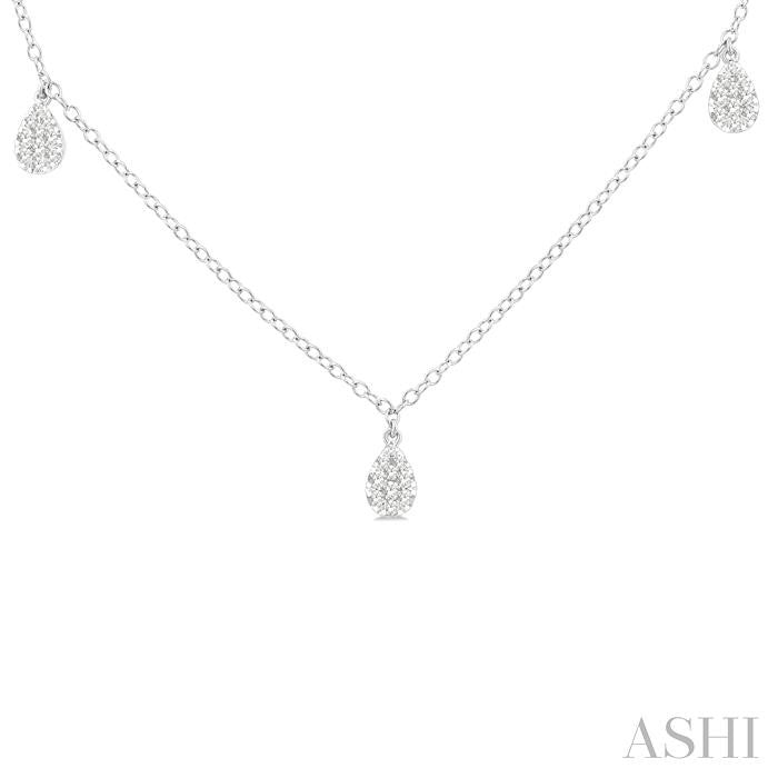 ASHI Pear Shape Lovebright Diamond Station Necklace 977SUPPFGNKWG-PR