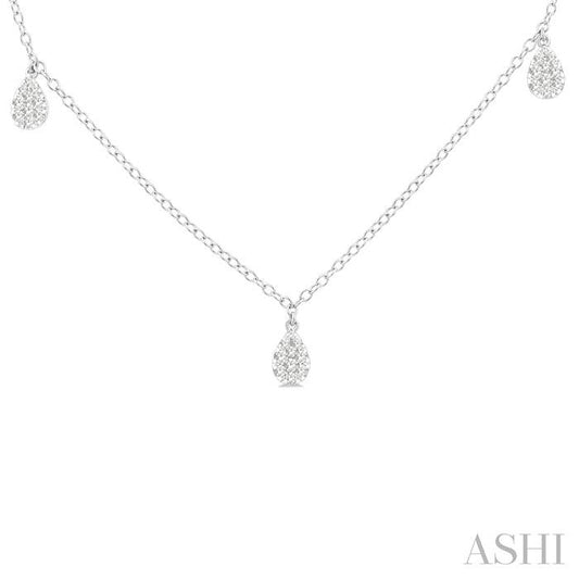 ASHI Pear Shape Lovebright Diamond Station Necklace 977SUPPFGNKWG-PR