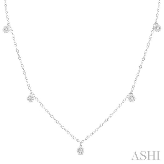 ASHI Round Shape Lovebright Diamond Station Necklace 977SUPPFGNKWG-RD